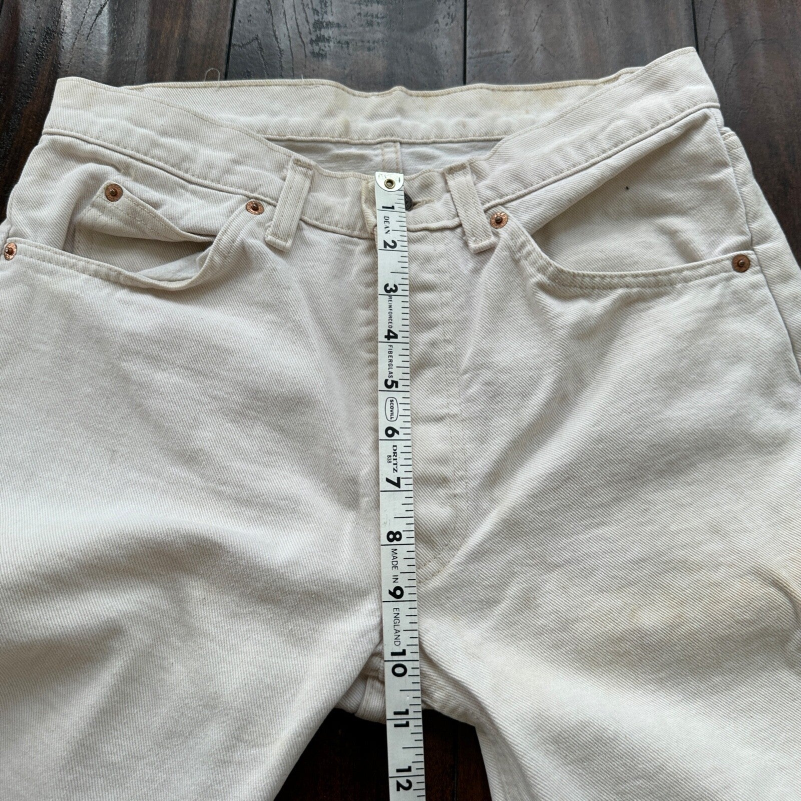 Vintage 80s Levis 501 USA 30x24 Tag Jeans 80s White Bleach Wash Act Worn Capri