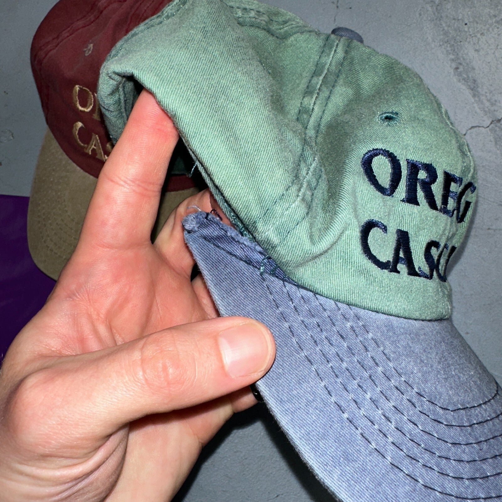 Oregon Cascade Lot of 2 VTG Hat Cap Snapback 90s Sportman Hiking Travel Mountain
