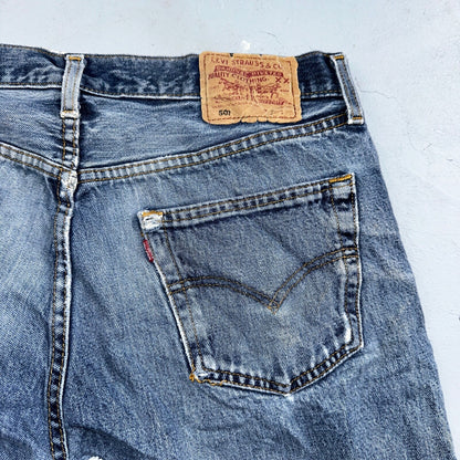Levis 501 Vintage 90s UK XX Straight Leg Jeans 36x32 Blue Med Wash Act 33x30