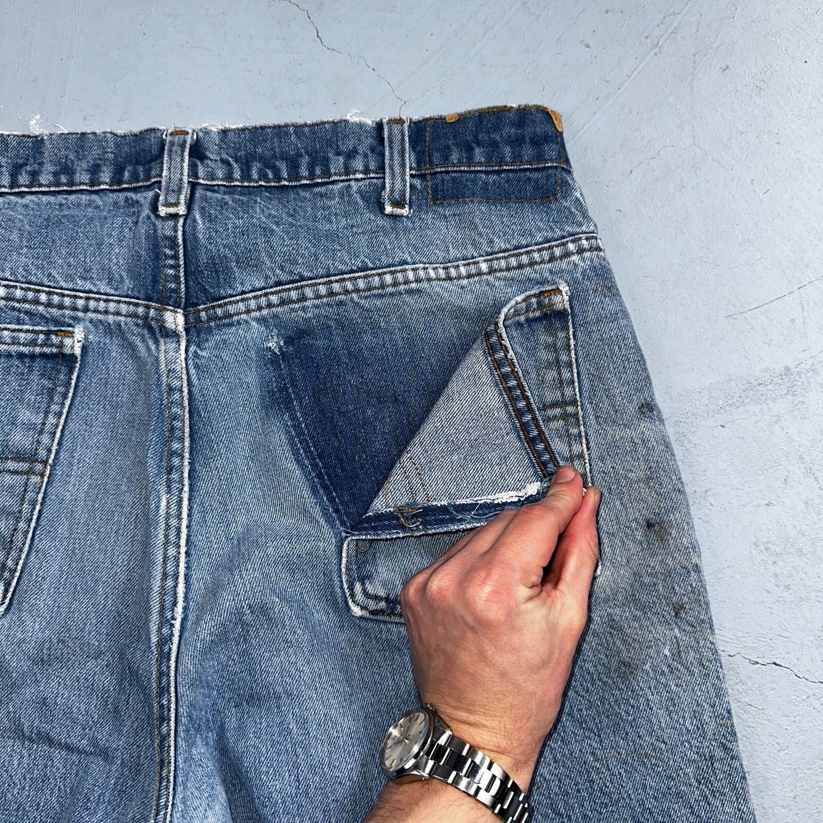 Levis 517 Vintage 80s USA Orange Tab Bootcut Flare Blue Worn Jeans Act 34x27