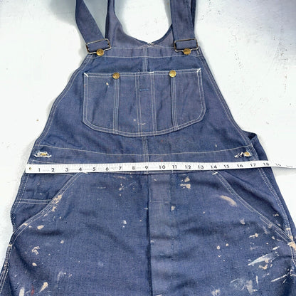 Vintage Sears Sanforized Denim Union Made Blue Jean Bib Overalls 36x28 60s