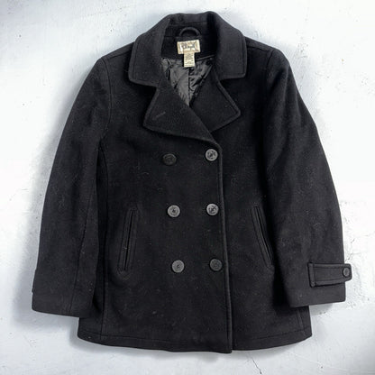 LL Bean Blue 100% Wool Pea Coat 3M Thinsulate Double Breasted Women’s Sz 10 VTG