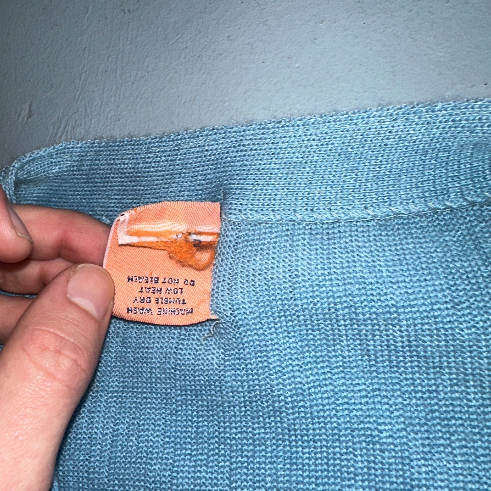 VTG Rare Pacific Scene Cardigan Sweater Solid Light Blue 80s RARE Ocean