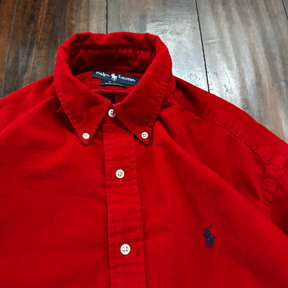 Polo Ralph Lauren Red Button Down Work Shirt Dress Vtg Up Y2K 90s Western Blake