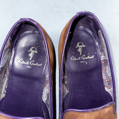 Men’s ROBERT GRAHAM Brown Suede Leather Fashion Loafers Sz 8.5 D