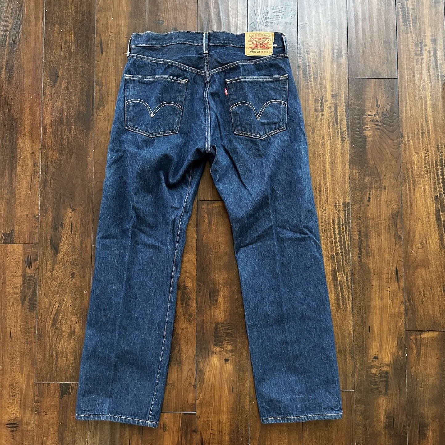 Vintage Y2K 90s Levis 501 XX Button Fly Dark Wash 35x34 Jeans Act 33x30