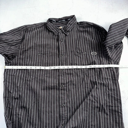 Harley Davidson Pearl Snap Black Shirt Mens XL Striped Biker Motorcycle VTG