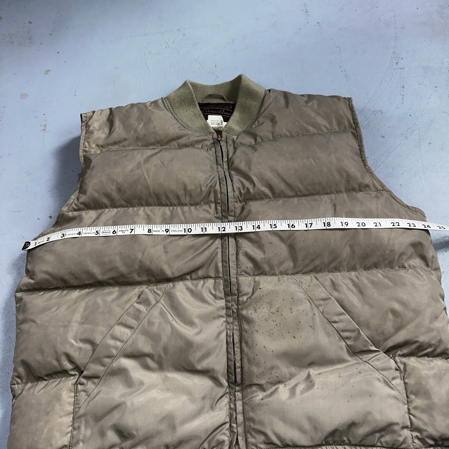 Eddie Bauer VTG 90s Goose Down Puffer Vest Jacket Size Large Beige Winter Style
