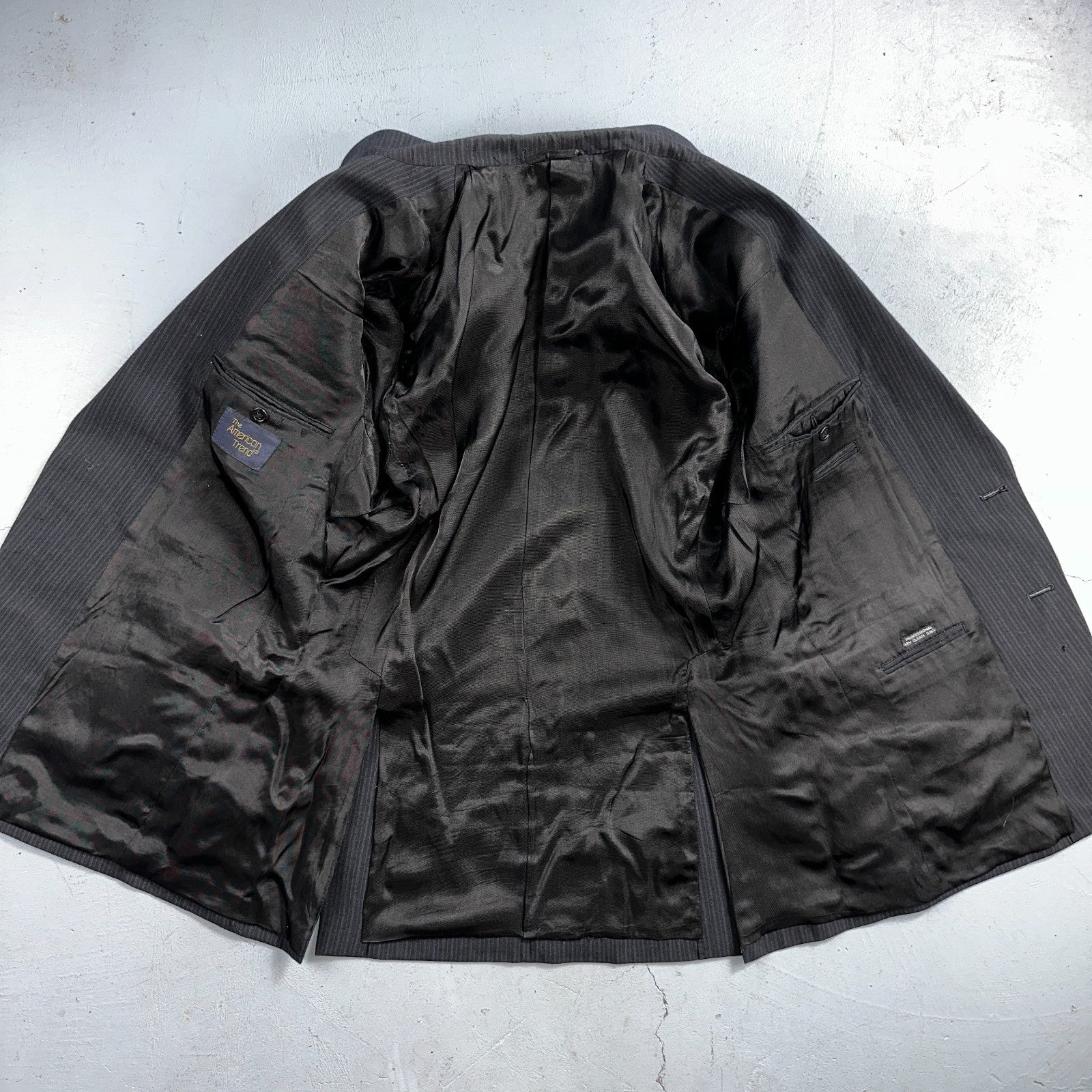 VTG Mens 3 PC Suit 42 Jacket Coat Pants Black Vest Rockabilly 70s American Trend