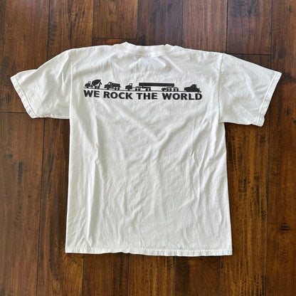 We Rock The World Vintage T Shirt Y2K MBI Queen Music Trucks Racing Cars Fix