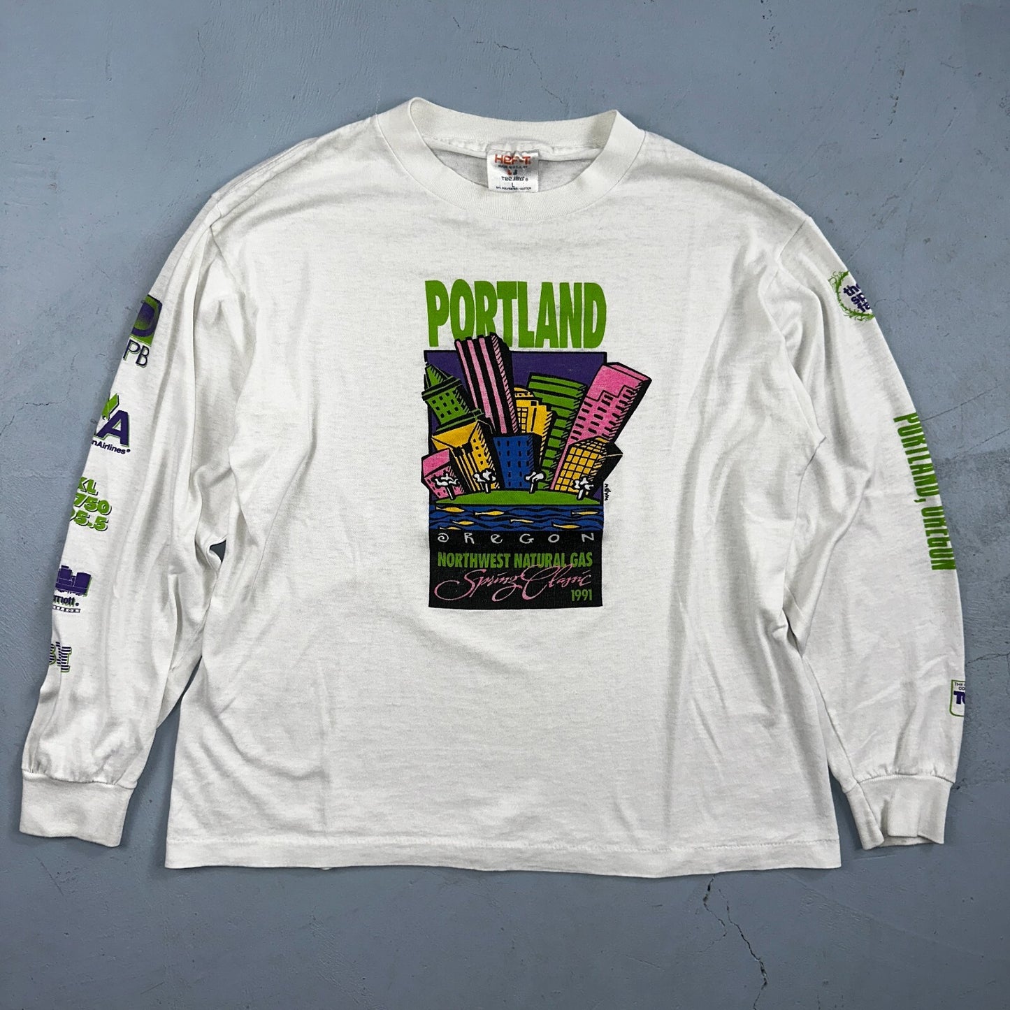 Portland Oregon VTG T Shirt Tee Jays 90s 1991 Long Sleeve Promo Natural Gas