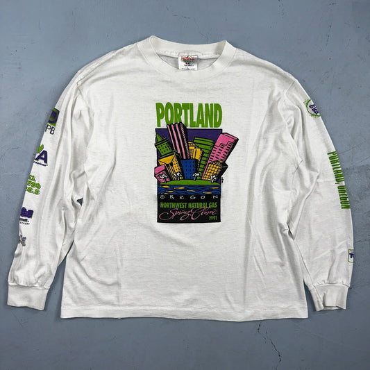 Portland Oregon VTG T Shirt Tee Jays 90s 1991 Long Sleeve Promo Natural Gas