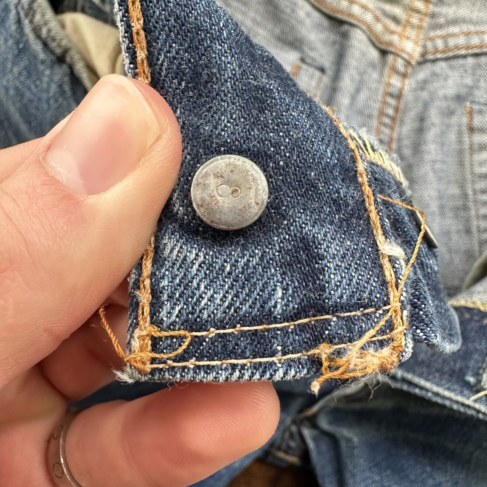 Levis 501 XX Big E True Vintage 60s Redline THRASHED Denim Jeans 1960s 27x26