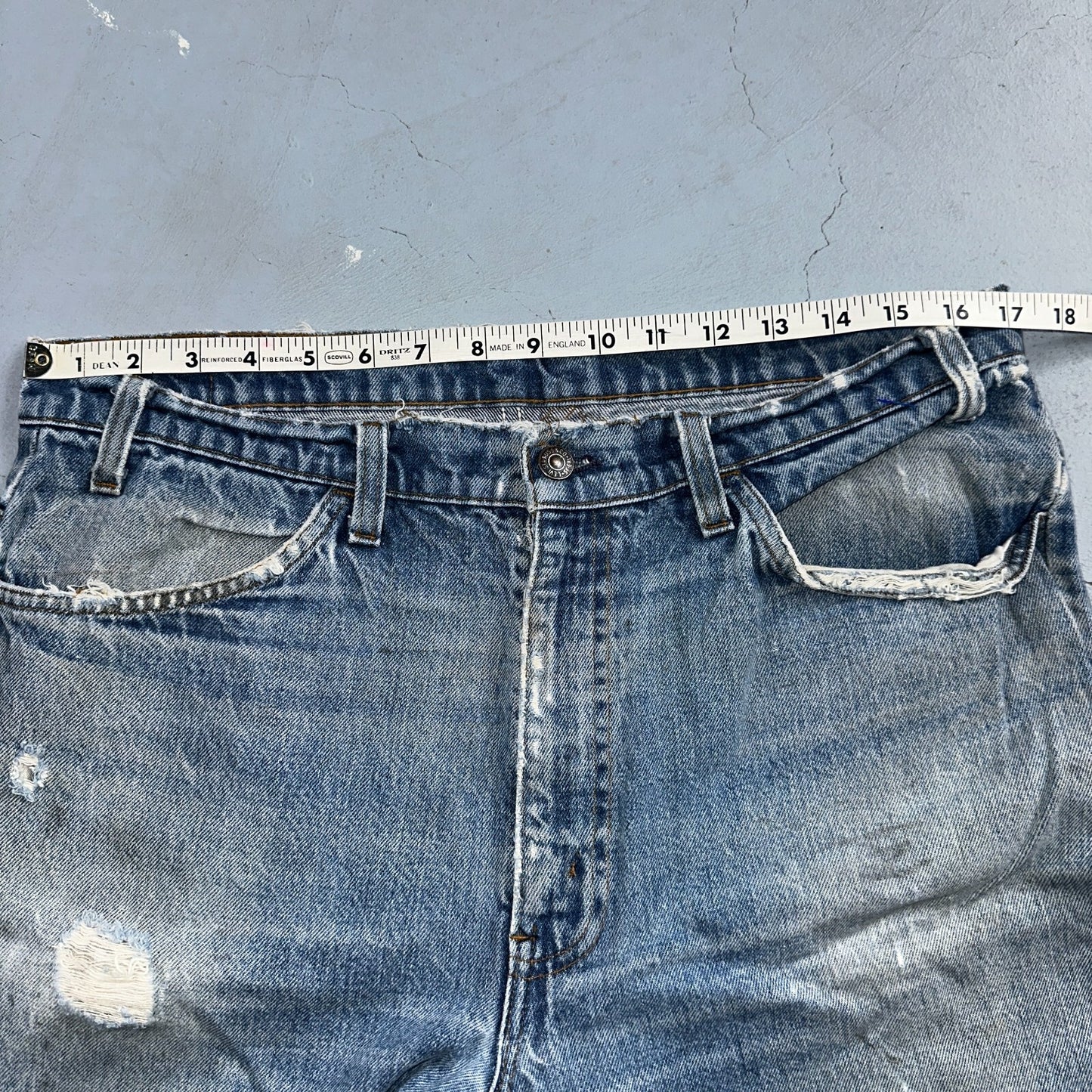 Levis 517 Vintage 80s USA Orange Tab Bootcut Flare Blue Worn Jeans Act 34x27