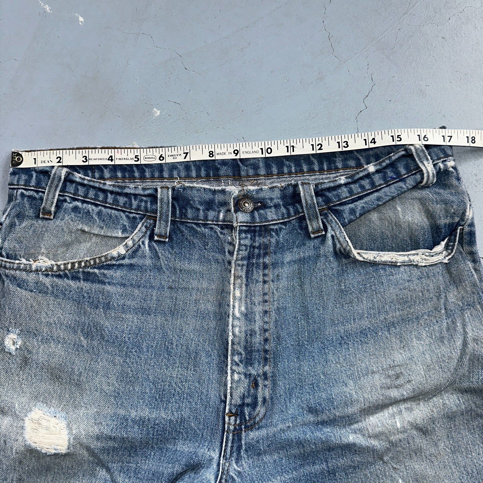 Levis 517 Vintage 80s USA Orange Tab Bootcut Flare Blue Worn Jeans Act 34x27