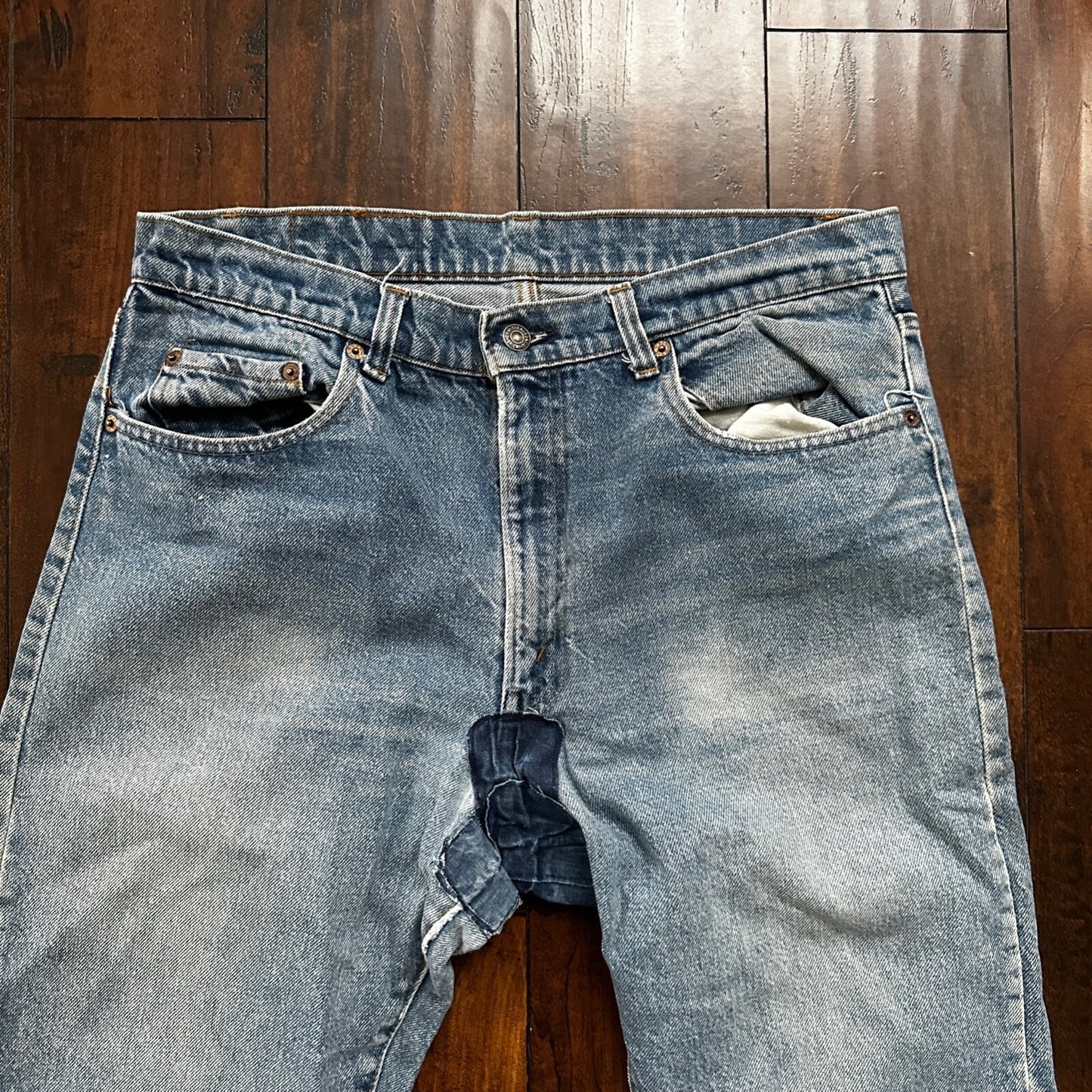 Vintage 80s Levis 505 36x36 USA Blue Jeans 501 Act 33x34 Light Wash