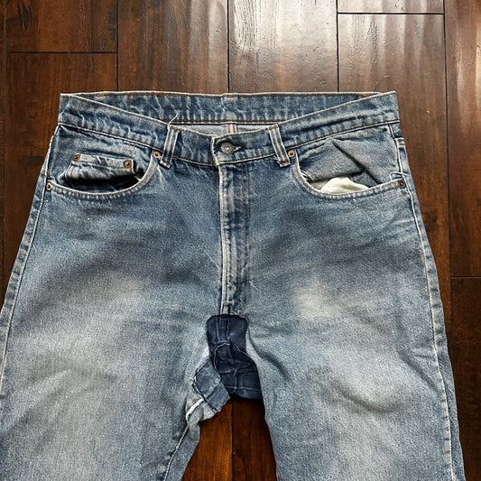 Vintage 80s Levis 505 36x36 USA Blue Jeans 501 Act 33x34 Light Wash