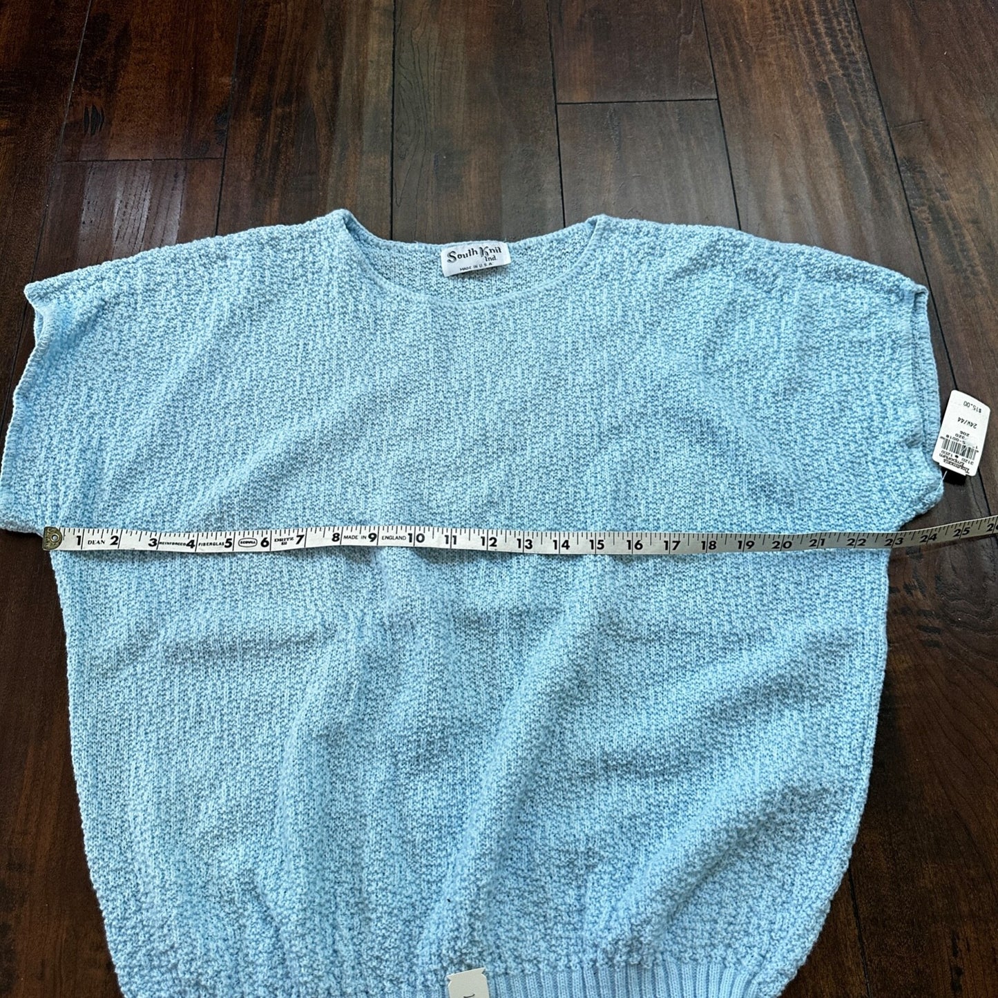 VTG 80s Deadstock South Knit Blue Sweater Vest Cut Shoulder Unisex Tags 1980s