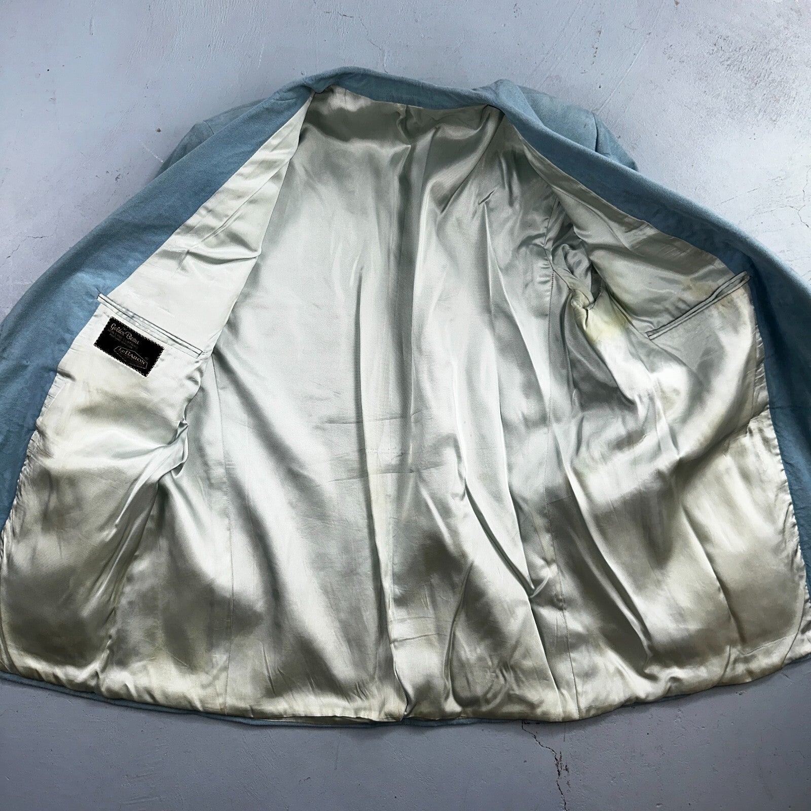 VTG Mens Suit 42 Jacket Sport Coat Rockabilly 60s 70s Suede Blue Disco Lebaron