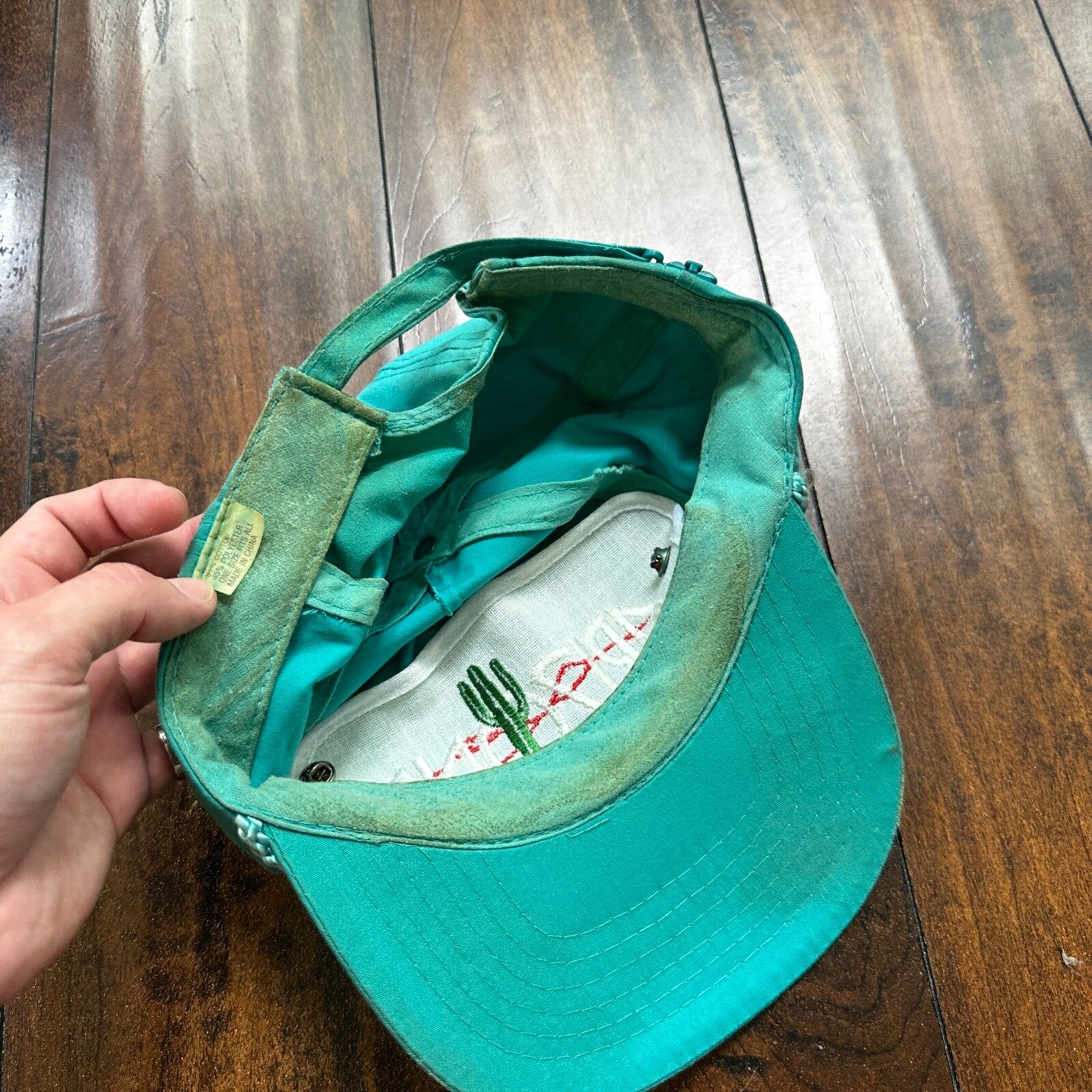 Arizona VTG Hat Cap Snapback Pins Cool Teal 80s Cactus Travel Fun