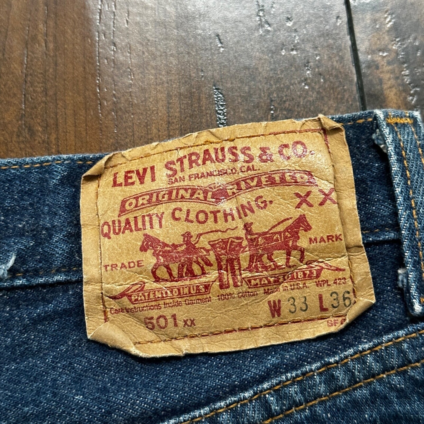 VTG 90s Levis 501 Button Fly 33x36 USA Tag Jeans Straight Wash Blue XX Act 30x31