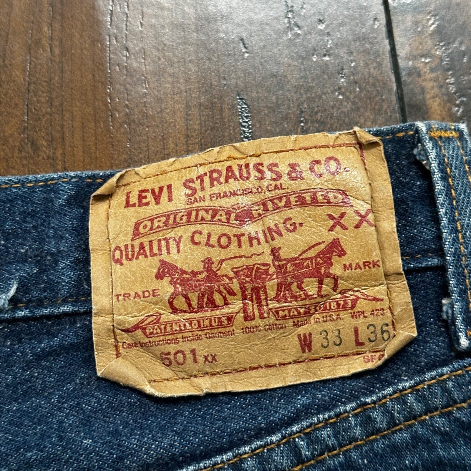 VTG 90s Levis 501 Button Fly 33x36 USA Tag Jeans Straight Wash Blue XX Act 30x31