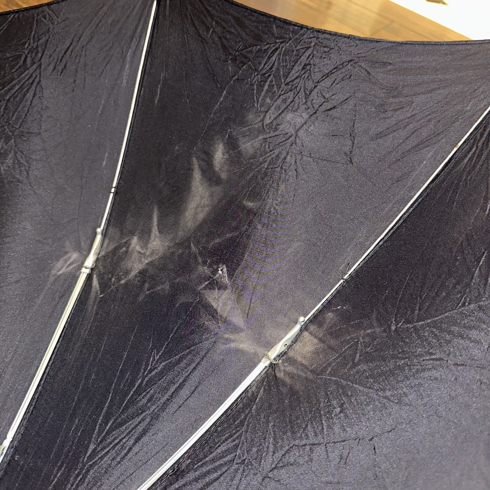 Vintage Telescoping Umbrella Leather Handle and Case 70s 80s Antique Black Basic