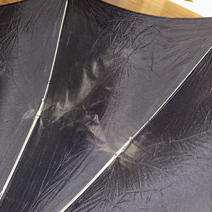 Vintage Telescoping Umbrella Leather Handle and Case 70s 80s Antique Black Basic