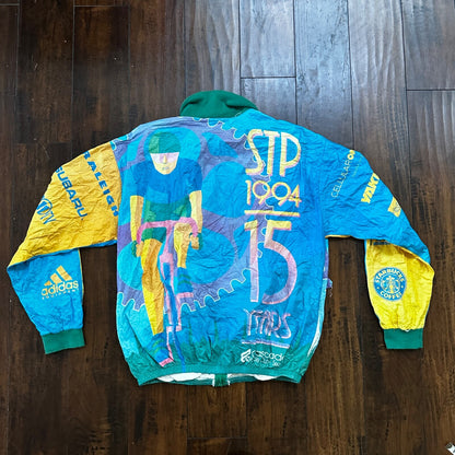 VTG 1994 STP Tyvek Jacket L AOP Cycling Race Seattle Portland Bicycle Track 90s