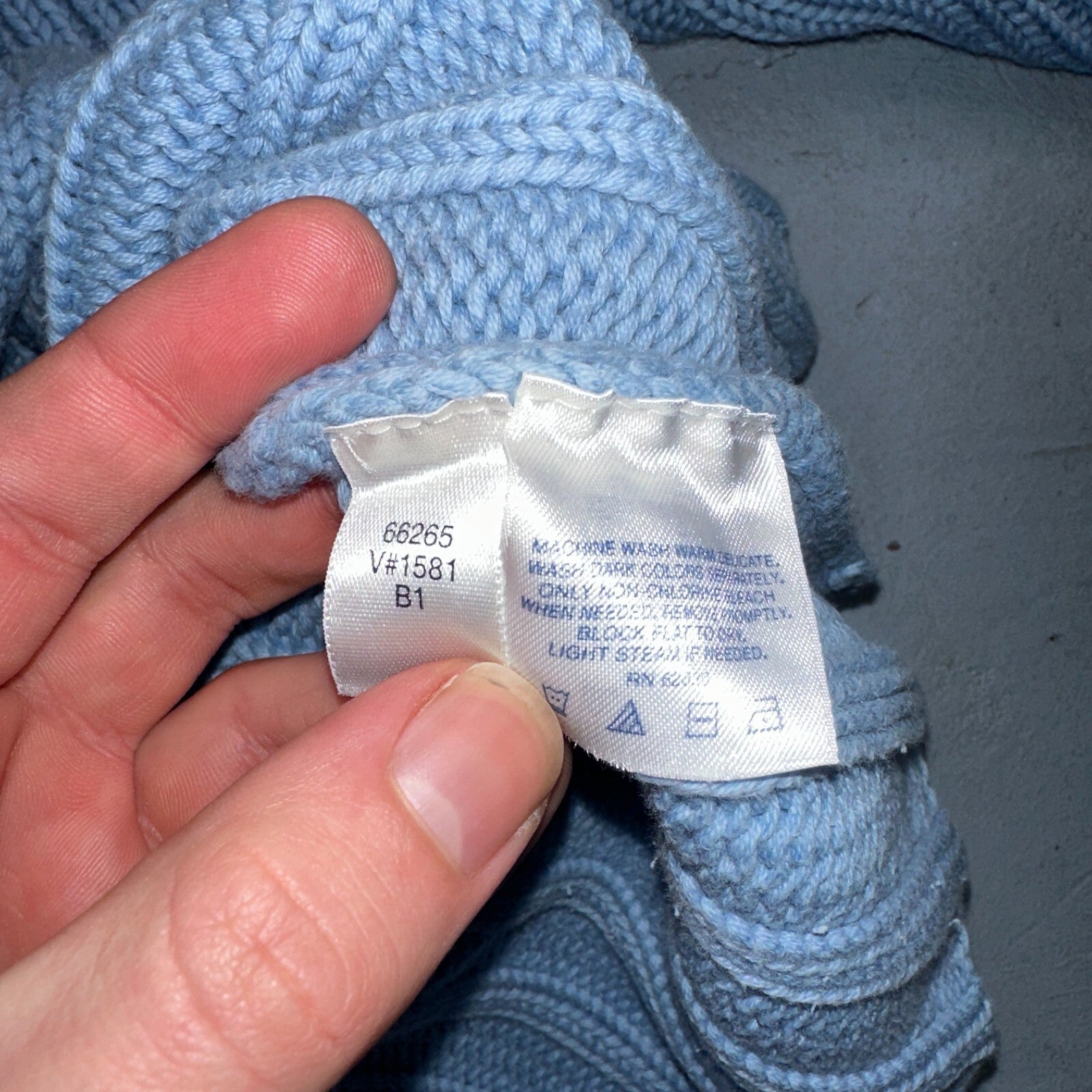 Vintage 90s Lands End 100% Cotton Chunky Ribbed Knit High Neck Sweater Size L