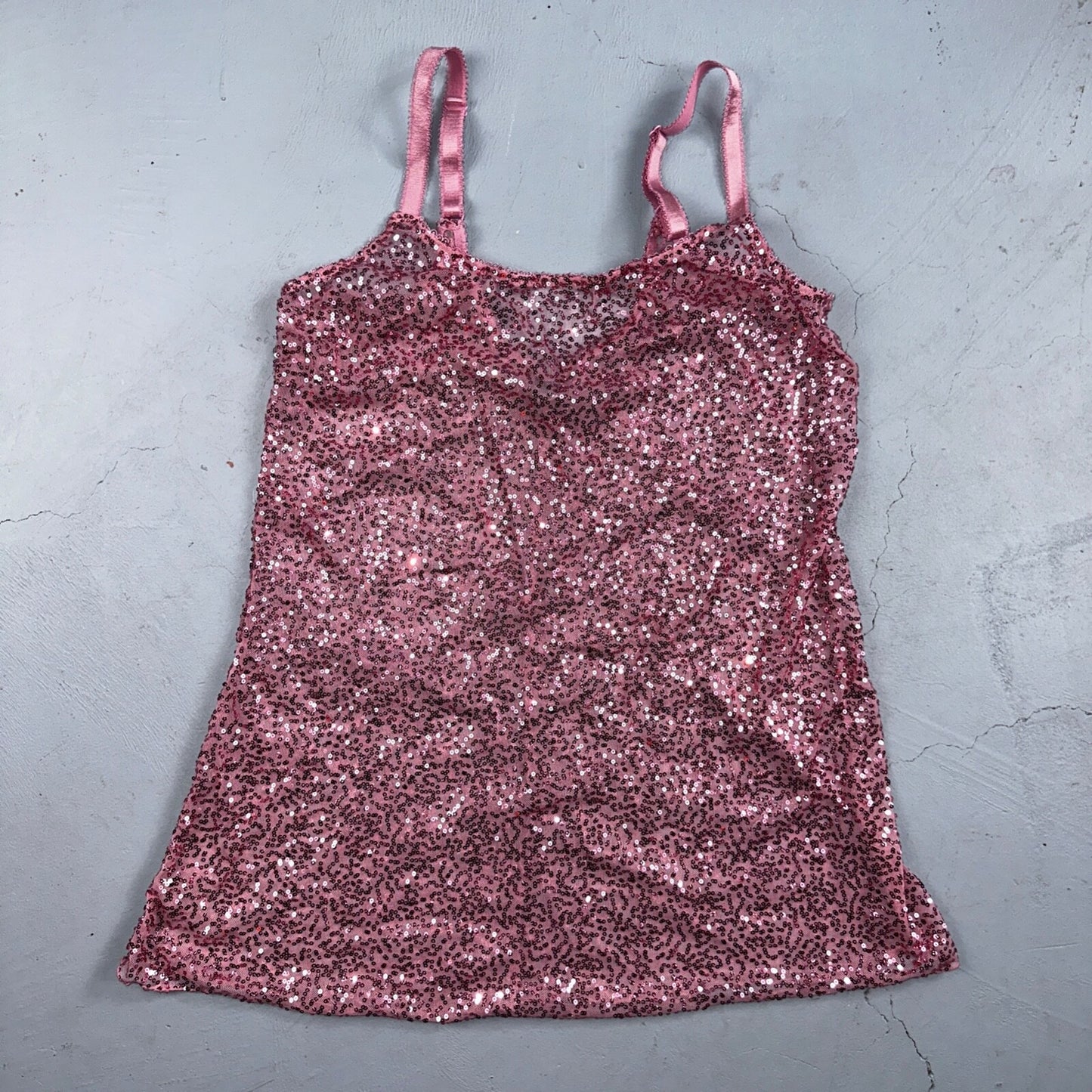 Passion Forever Nightie Gown Women XL Pink Sparkly Sequin Mesh Sleep Dress