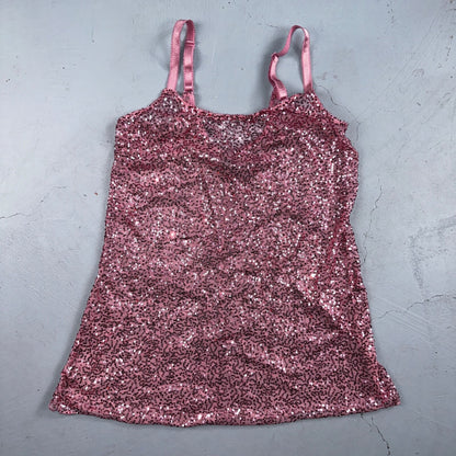 Passion Forever Nightie Gown Women XL Pink Sparkly Sequin Mesh Sleep Dress