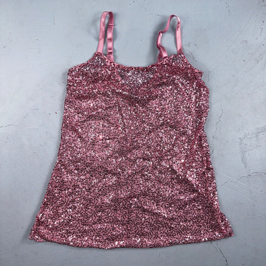 Passion Forever Nightie Gown Women XL Pink Sparkly Sequin Mesh Sleep Dress