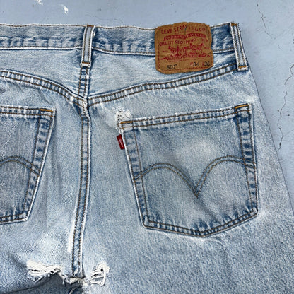 Levis 501 Vintage 90s USA XX Straight Leg Jeans Blue Med Wash 34x36 Act 31x31