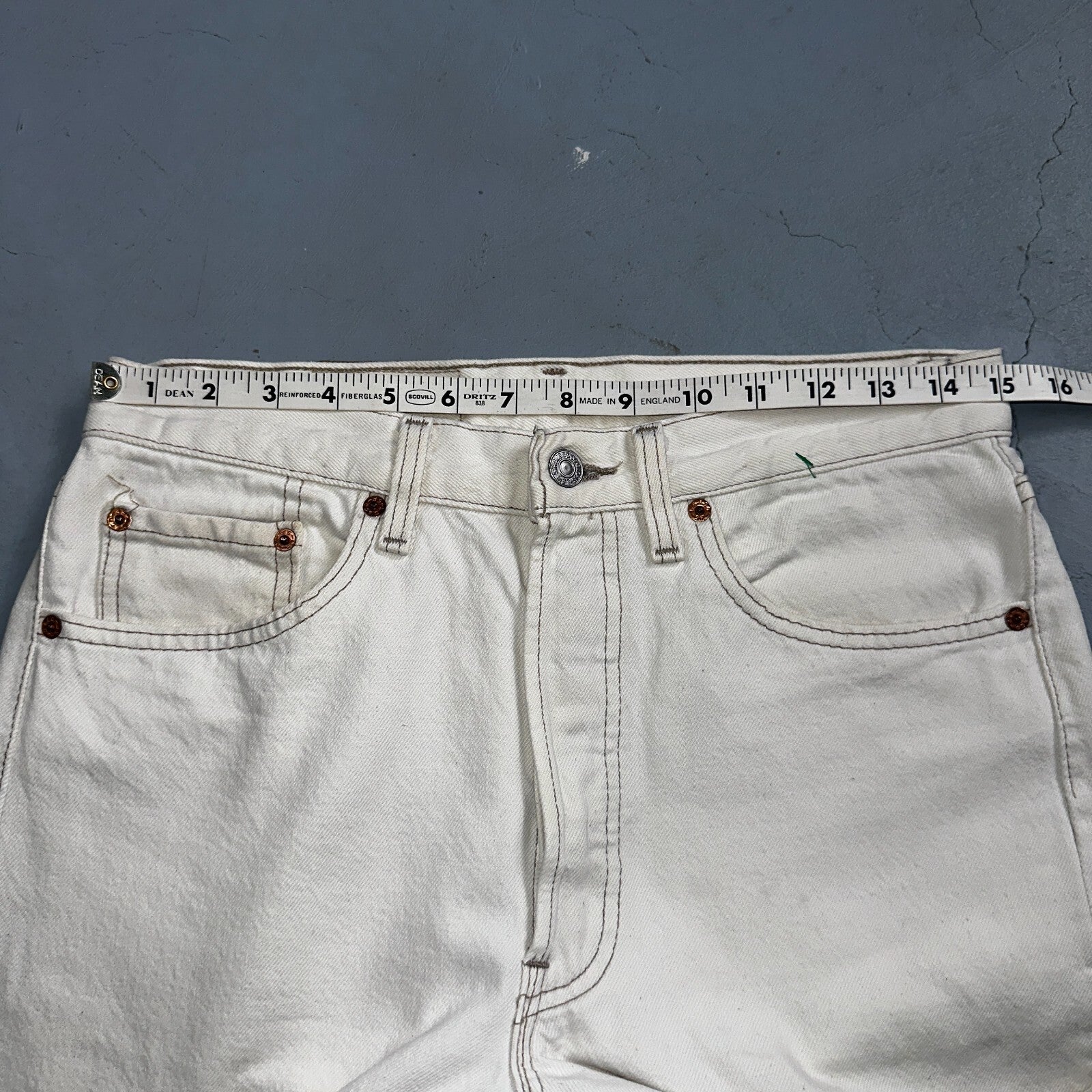 Levis 501 Vintage 90s USA XX Straight Leg Jeans White Light Wash 31x32 Act 30x30