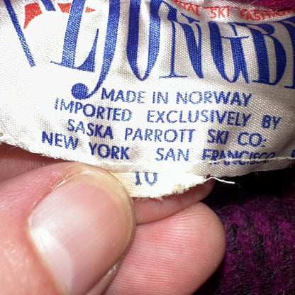 Ljungberg For Kjell Of Norway Womens Pink Striped Wool Vest Rockabilly VTG 60s