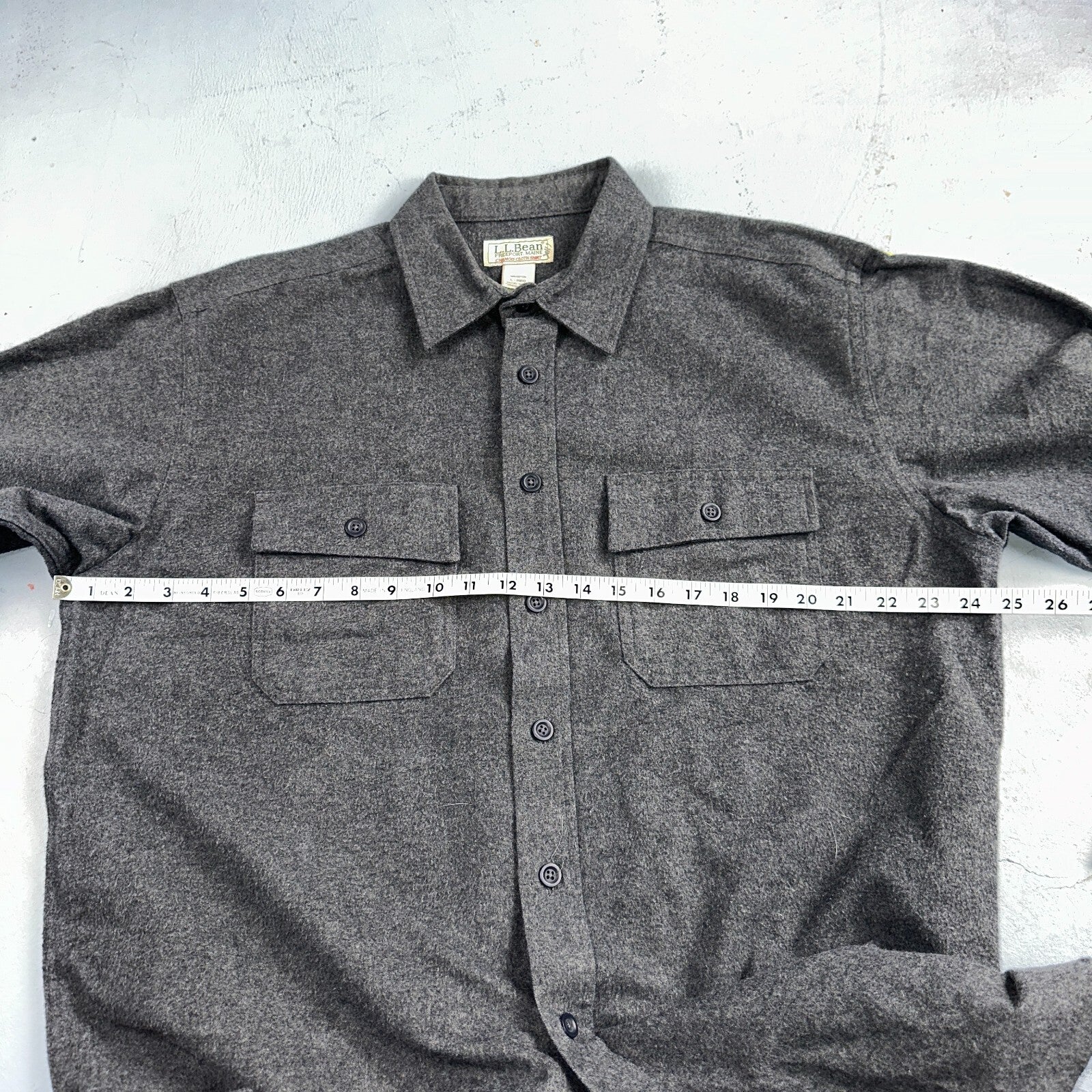 LL Bean VTG Mens L Chamois Cloth Gray Shirt Soft Cozy Flannel Cotton 90s