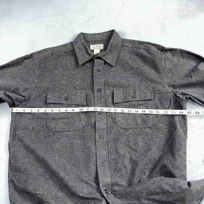 LL Bean VTG Mens L Chamois Cloth Gray Shirt Soft Cozy Flannel Cotton 90s