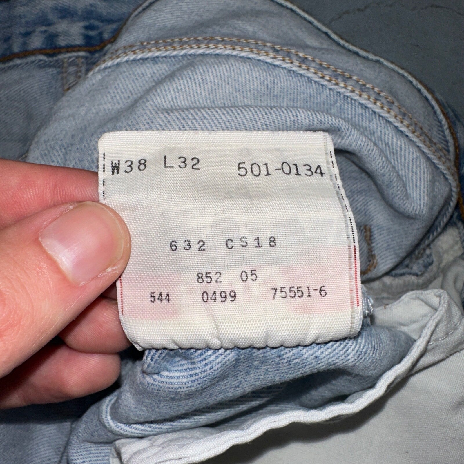 Levis 501 Vintage 90s USA XX Straight Leg Jeans Blue Light Wash 38x32 Act 37x31