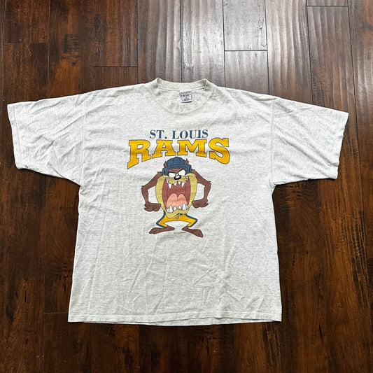 St Louis RAMS VTG T Shirt 90s Warner Bros Cute Taz Sports Missouri Rare Rap