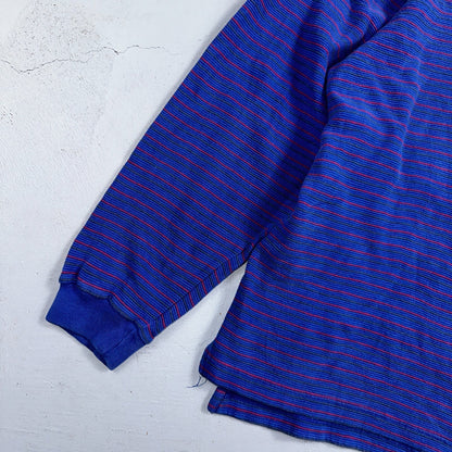 Nike VTG 90s Kansas University Polo T Shirt L Team Long Sleeve Striped Jayhawks