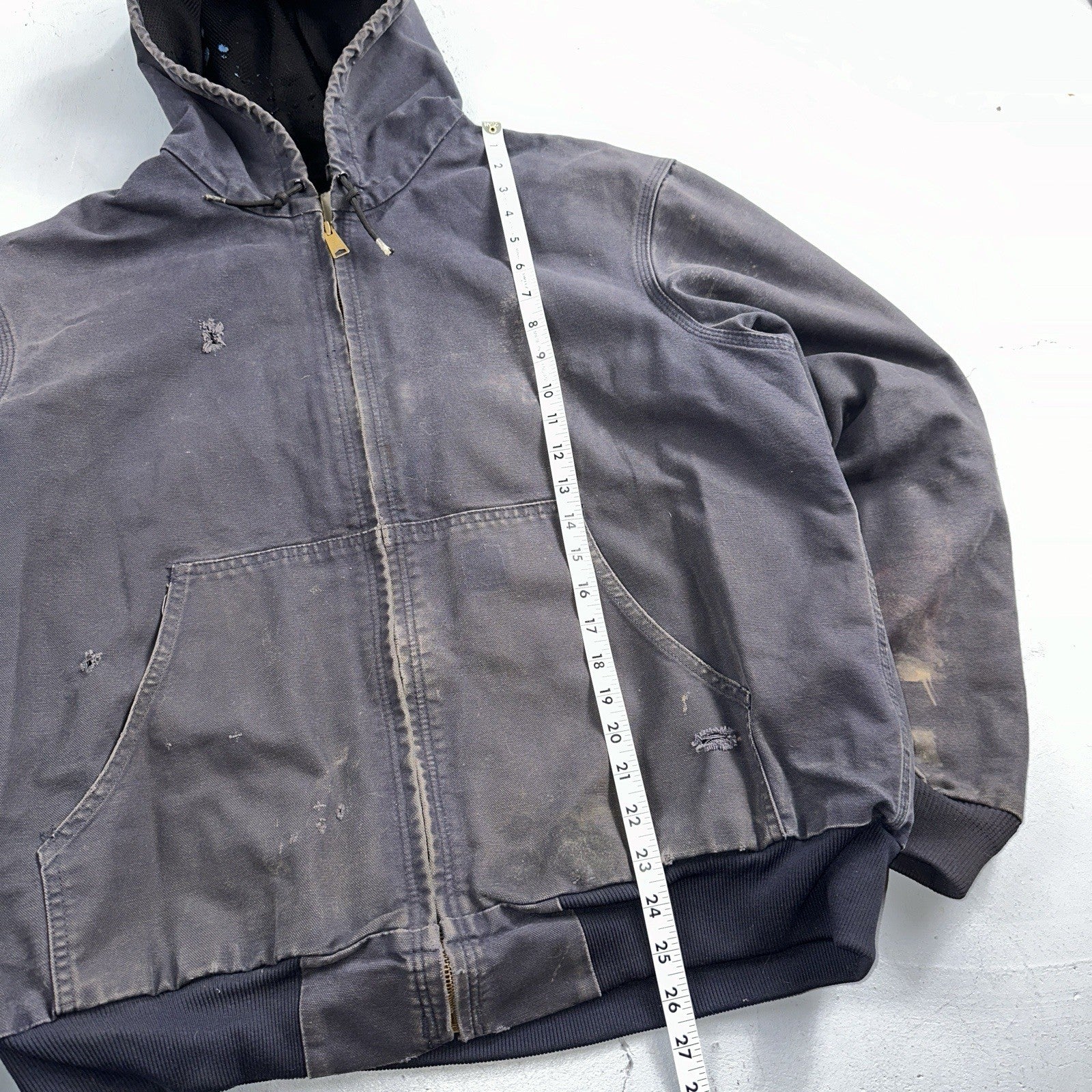 Carhartt Jacket VTG Mens Large Purple Hooded Distressed Bomber J208 MDT Thrashed