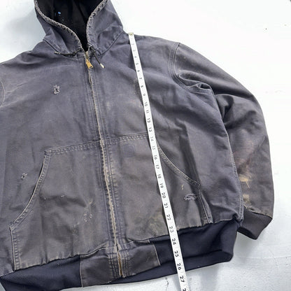 Carhartt Jacket VTG Mens Large Purple Hooded Distressed Bomber J208 MDT Thrashed