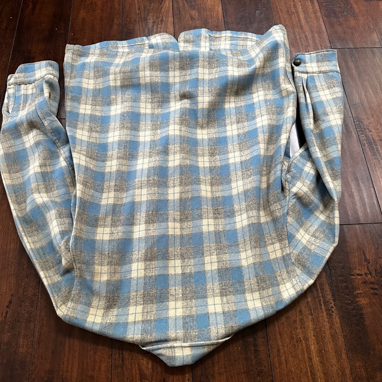 VTG 50s Penney's Chore Coat Shadow Plaid Rockabilly Wool Flannel Shirt 1950s