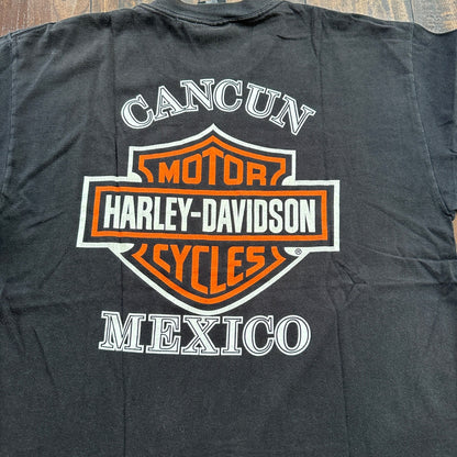 Harley Davidson Motorcycle Vintage T Shirt Y2K Cancun Mexico Motor Cool Rap