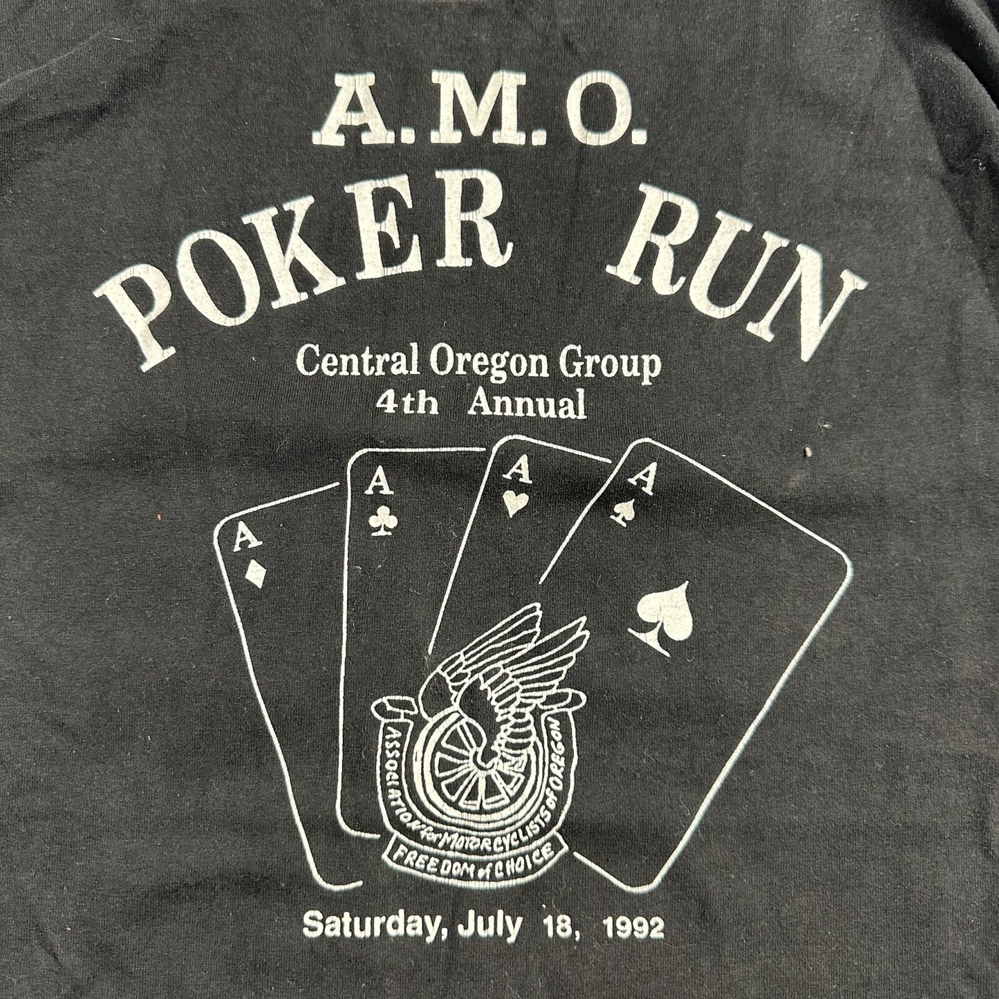 Hanes 1982 Poker Run VTG T Shirt Aces Cool Black 80s AMO Central Oregon July 18