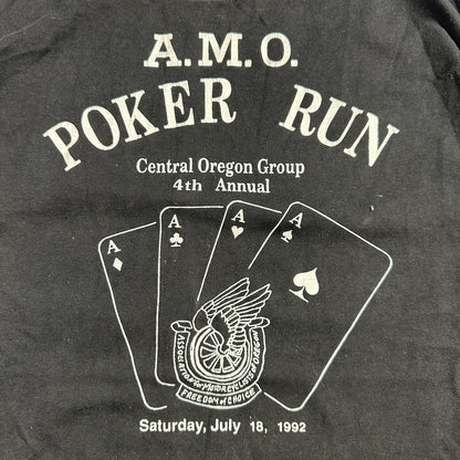 Hanes 1982 Poker Run VTG T Shirt Aces Cool Black 80s AMO Central Oregon July 18