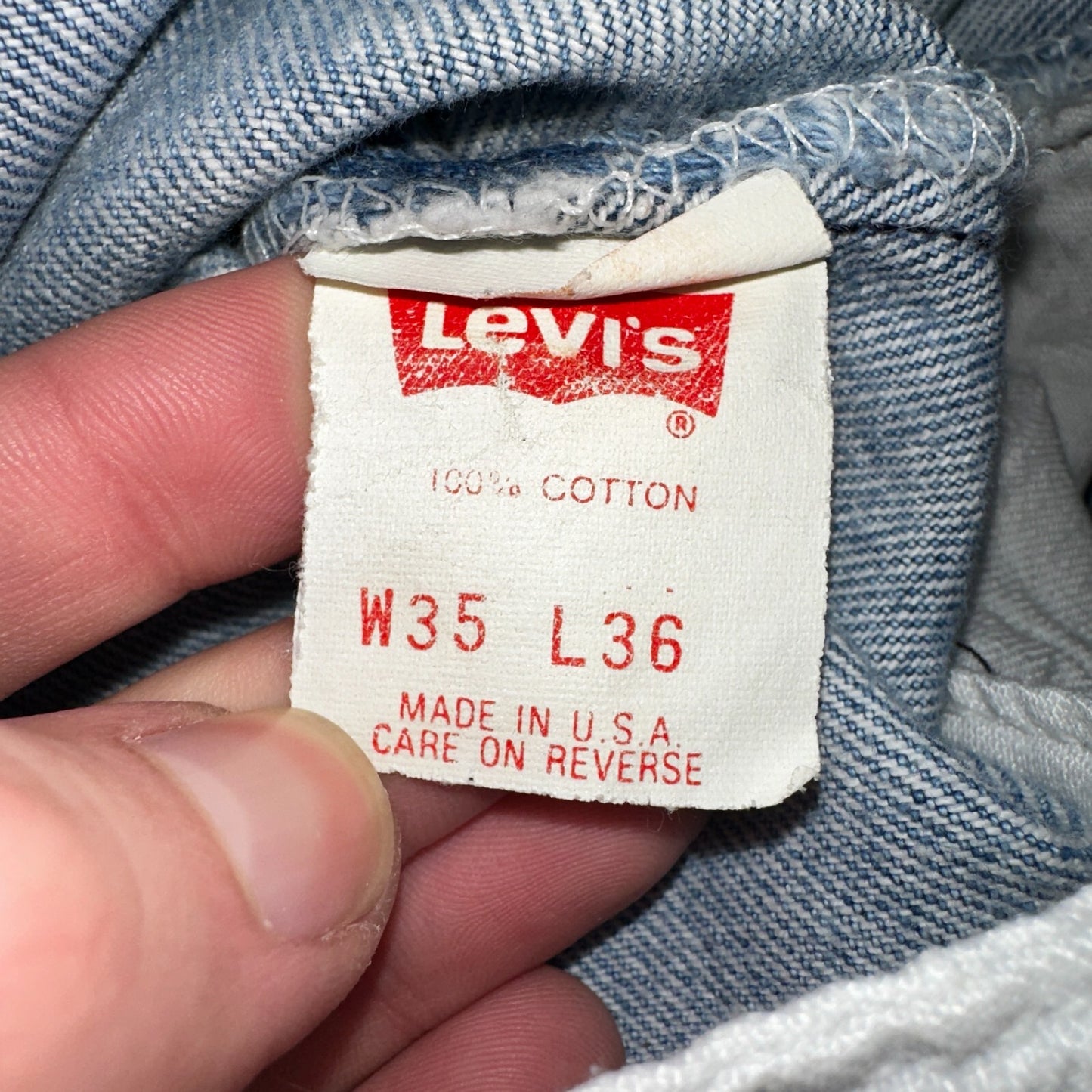 Levis 501 Vintage 90s USA XX Straight Leg Jeans Blue Light Wash 35x36 Act 32x27