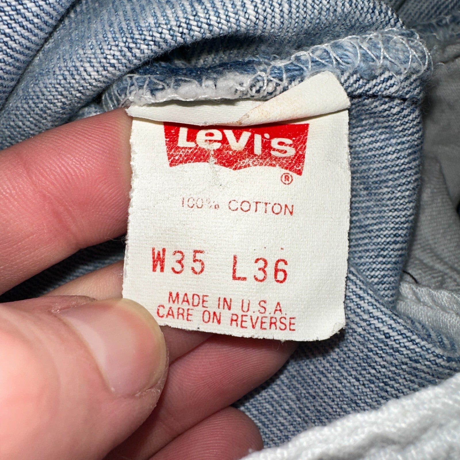 Levis 501 Vintage 90s USA XX Straight Leg Jeans Blue Light Wash 35x36 Act 32x27