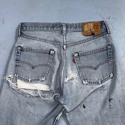 Levis 501 Vintage 80s Redline Selvedge USA XX Jeans Light Wash 30x34 Act 28X30